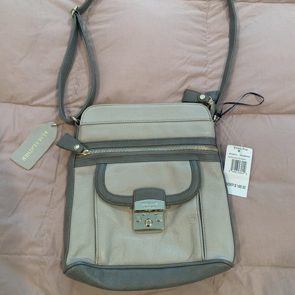 NWT Emma Fox Multi Gray Genuine Leather Crossbody Purse New w Tags Attached